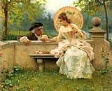 Federico Andreotti Canvas Paintings - A Tender Moment in the Garden